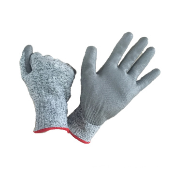 NMSAFETY pu recubierto de guantes fuertes anti-corte para pantalla táctil